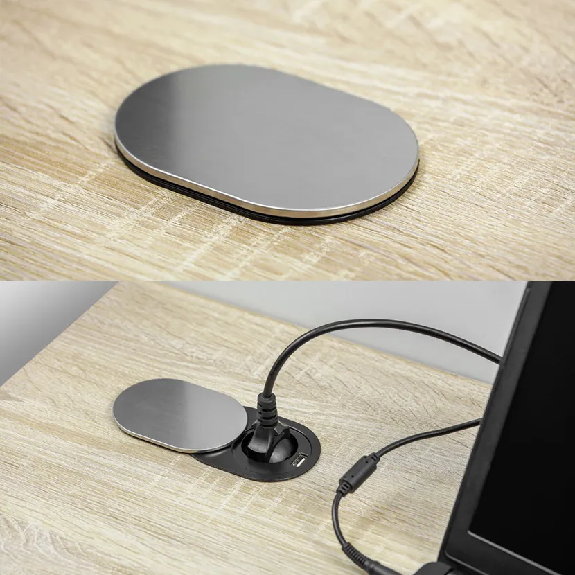 Slika proizvoda: UTIČNICA UGRADNA SLIDE 1*KONEKTOR, 1*USB  1,9 M INOX GTV LED AE-BPW1S1UCH-51